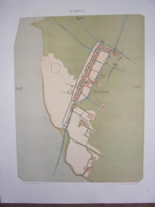 Workum Friesland Plattegrond van de stad Jacob van Deventer, Antiek en Kunst, Kunst | Etsen en Gravures, Ophalen of Verzenden