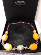 Vintage Tibetaans zilver ketting met amber en koraal beads, Sieraden, Tassen en Uiterlijk, Antieke sieraden, Ophalen of Verzenden