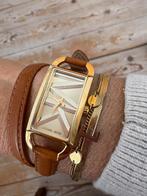 Michael Kors horloge met dubbele leren cognac band, Sieraden, Tassen en Uiterlijk, Horloges | Dames, Overige merken, Leer, Staal