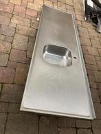 RVS aanrechtblad 211 x 60 cm met spoelbak, wasbak., Huis en Inrichting, Ophalen, Gebruikt