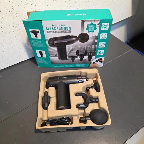Silvergear - Massage Gun - 6 Standen - 4 Opzetstukken | Nwpr, Sport en Fitness, Massageproducten, Zo goed als nieuw