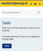 Weekendje weg €25, Drie personen of meer, Cadeaubon, Overige typen