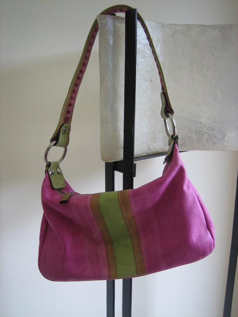 Aparte fuchsia-lime leren handtas (of combi) LOOKY Snazzeys, Verzenden, Nieuw, Roze, Handtas