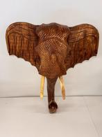 Grote houten olifantenhoofd wanddecoratie 65 cm, Ophalen of Verzenden, Nieuw