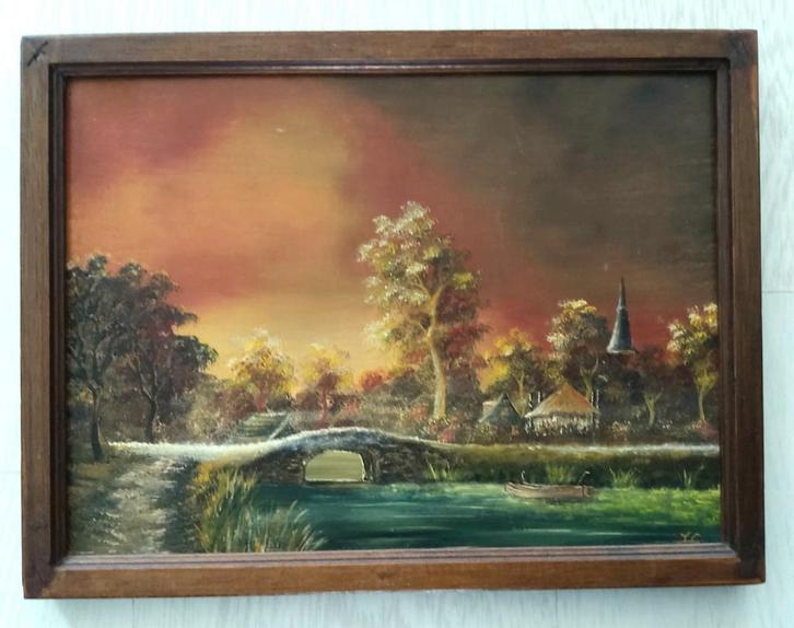 Part. interpretatie van Landschap met stenen brug, Rembrandt, Antiek en Kunst, Kunst | Schilderijen | Klassiek, Ophalen of Verzenden