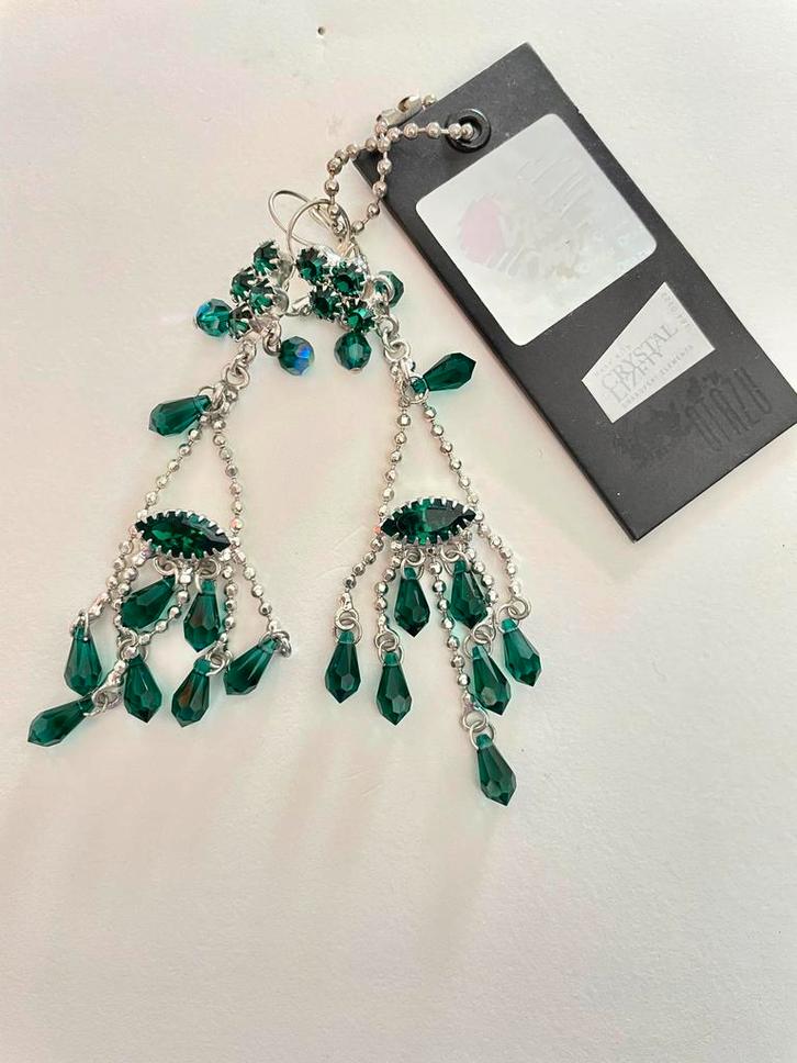 Otazu oorbellen groen kristal – nieuw met label, Sieraden, Tassen en Uiterlijk, Oorbellen, Zo goed als nieuw, Overige materialen