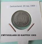 Zwitserland, munt 20 rappen 1969, Postzegels en Munten, Munten | Europa | Niet-Euromunten, Ophalen of Verzenden, Losse munt, Overige landen