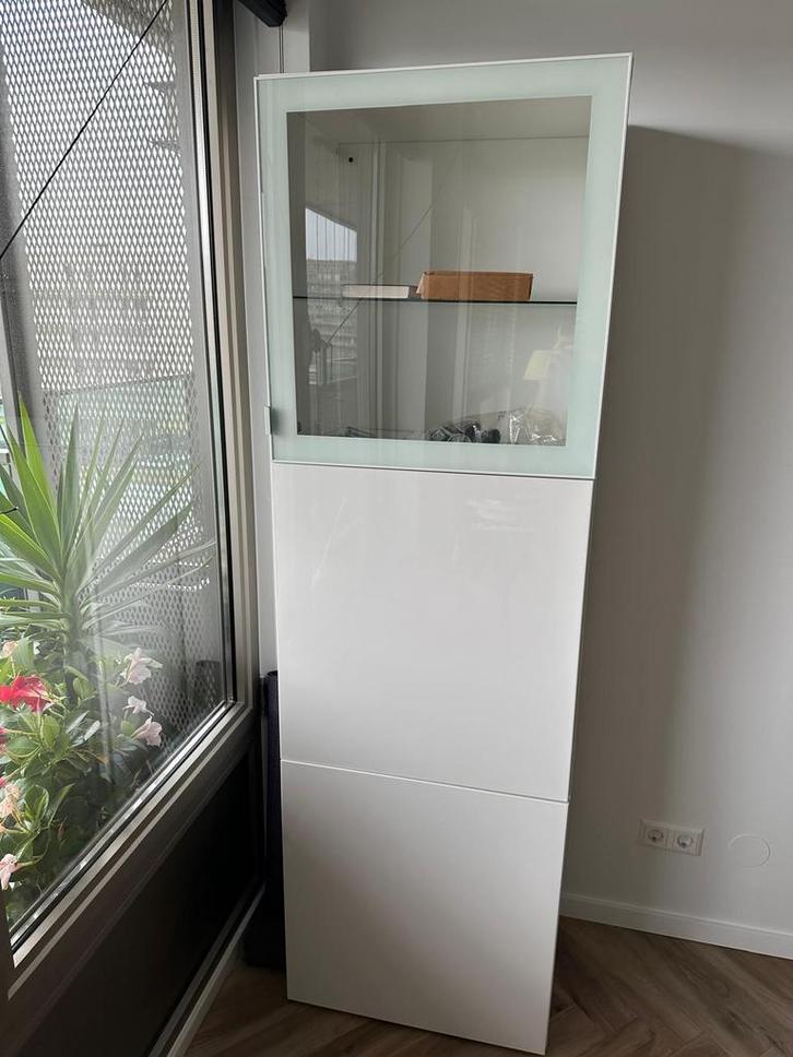 IKEA Besta kast met deuren, wit, hoogglans, Huis en Inrichting, Kasten | Dressoirs, Zo goed als nieuw, 50 tot 100 cm, 25 tot 50 cm