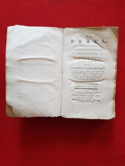 Bijbelverklaring J.van Nuys Klinkenberg 1794, Antiek en Kunst, Antiek | Boeken en Bijbels, Ophalen of Verzenden