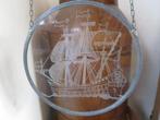 mooie glas in lood hanger met een zeilschip 19 cm, Antiek en Kunst, Ophalen of Verzenden