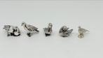 5 echt massief zilveren miniaturen van vogels., Verzenden, Zilver