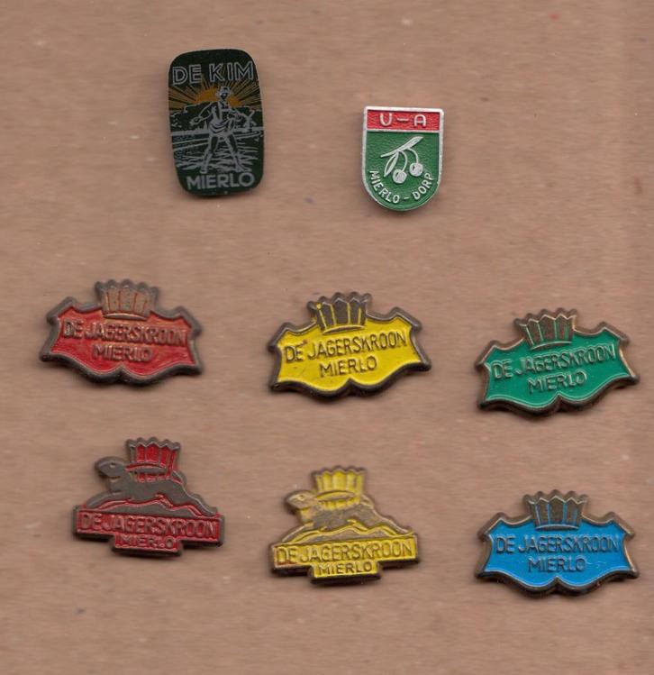 Mierlo de Jagerskroon speldjes, Verzamelen, Speldjes, Pins en Buttons, Gebruikt, Speldje of Pin, Overige onderwerpen, Ophalen of Verzenden