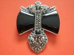 Prachtige Grote Zilveren Art Deco Broche - Zwarte - Markasie, Sieraden, Tassen en Uiterlijk, Antieke sieraden, Verzenden, Zilver