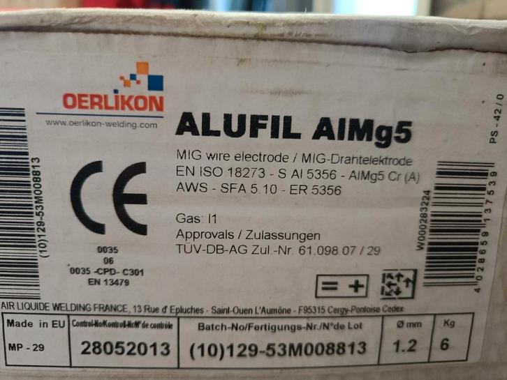 Oerlikon Alufil Aluminium Lasdraad, Doe-het-zelf en Verbouw, Gereedschap | Lasapparaten, Nieuw, Ophalen of Verzenden