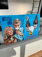 2 mooie oude blikken bier reclame platen, Amstel Pils, Ophalen of Verzenden, Gebruikt, Reclamebord