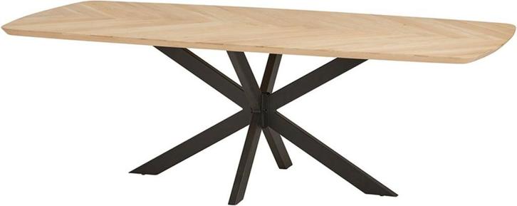 Eettafel eiken visgraatdeens ovaal blad, Huis en Inrichting, Tafels | Eettafels, Nieuw, 100 tot 150 cm, 200 cm of meer, Vijf personen of meer