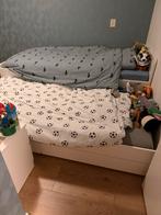 Uitschuifbaar bed met opberlades, Ophalen, 85 tot 100 cm, Zo goed als nieuw, Lattenbodem