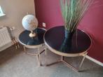 Mooie zwart goudkleurige bijzet tafels /salontafels, Ophalen, Minder dan 55 cm, Rond, Modern , strak