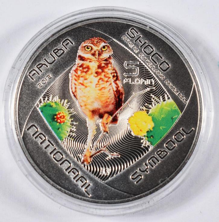 Aruba 5 Florin 2012 - Choco uil, Postzegels en Munten, Munten | Nederland, Losse munt, Overige waardes, Koningin Beatrix, Zilver