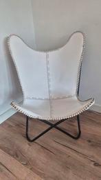 Witte leren butterfly stoel, Huis en Inrichting, Stoelen, Ophalen, Wit, Eén