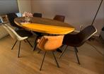 Ovale houten tafel + 6 stoelen, Huis en Inrichting, Tafels | Eettafels, Ophalen, Gebruikt, 50 tot 100 cm, Vijf personen of meer