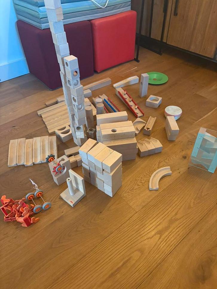 Haba knikkerbaan zeer uitgebreid, Kinderen en Baby's, Speelgoed | Houten speelgoed, Zo goed als nieuw, Ophalen