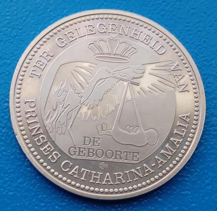 Waddinxveen geboortepenning Prinses Amalia - 2003, Postzegels en Munten, Penningen en Medailles, Overige materialen, Nederland