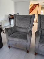 Grijze fauteuils met hoge rugleuning, Huis en Inrichting, Ophalen, Gebruikt, Stof, 75 tot 100 cm
