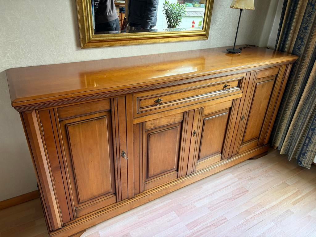 Massief kersenhout dressoir - luxe uitvoering - topkwaliteit, Ophalen, Zo goed als nieuw, 200 cm of meer, Kersenhout