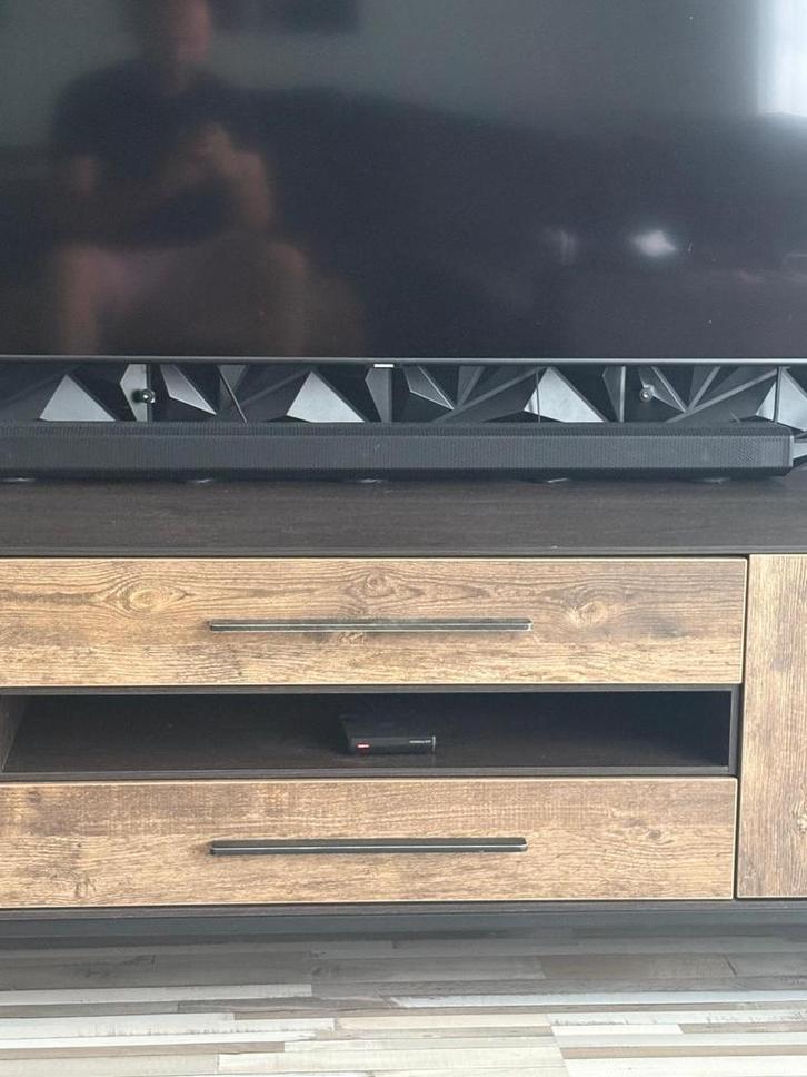 Tv dressoir massief teakhout/staal, Huis en Inrichting, Kasten | Televisiemeubels, Zo goed als nieuw, Minder dan 100 cm, 25 tot 50 cm