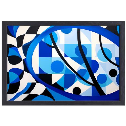 Blauw wit zwart canvas + baklijst 60x40cm., Huis en Inrichting, Woonaccessoires | Schilderijen, Tekeningen en Foto's, Nieuw, Print