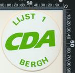 Sticker: CDA - Lijst 1 - Bergh, Verzamelen, Stickers, Overige typen, Ophalen of Verzenden, Zo goed als nieuw