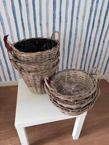 Set van 6 rieten manden / Set of 6 Wicker Baskets beschikbaar voor biedingen