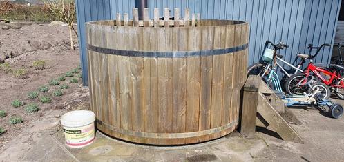 Houten hottub met inwendige rvs kachel, 180 diameter, 6 pers, Tuin en Terras, Jacuzzi's, Gebruikt, Ophalen of Verzenden