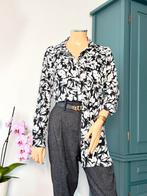 Lange blouse maat L - zwart - wit - bladeren, Maat 38/40 (M), Zwart, Ophalen of Verzenden, Onbekend