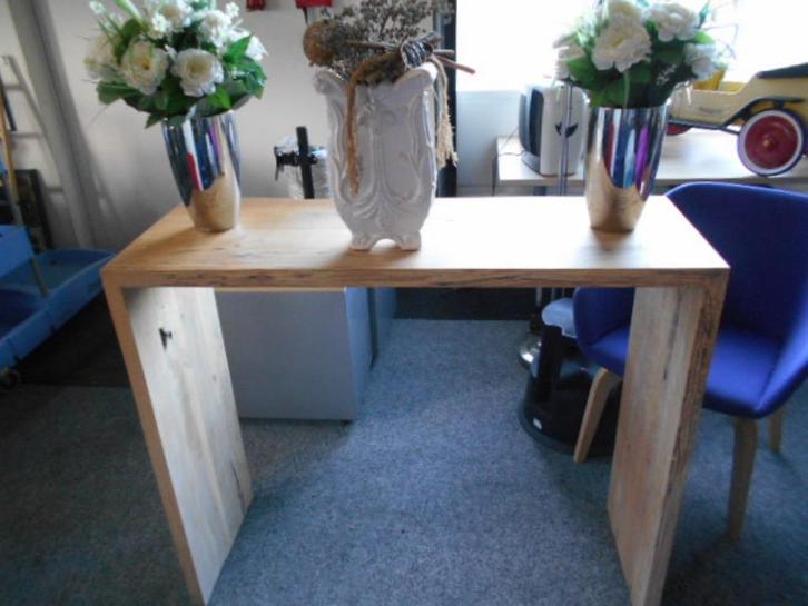 Design Side Tafels, Huis en Inrichting, Tafels | Sidetables, Zo goed als nieuw, 25 tot 50 cm, 100 tot 150 cm, Rechthoekig, Grenenhout