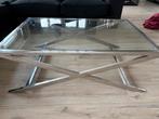 Zilveren salontafel met spiegelglas - 120x80, Huis en Inrichting, Ophalen, Gebruikt, 100 tot 150 cm, 50 tot 100 cm