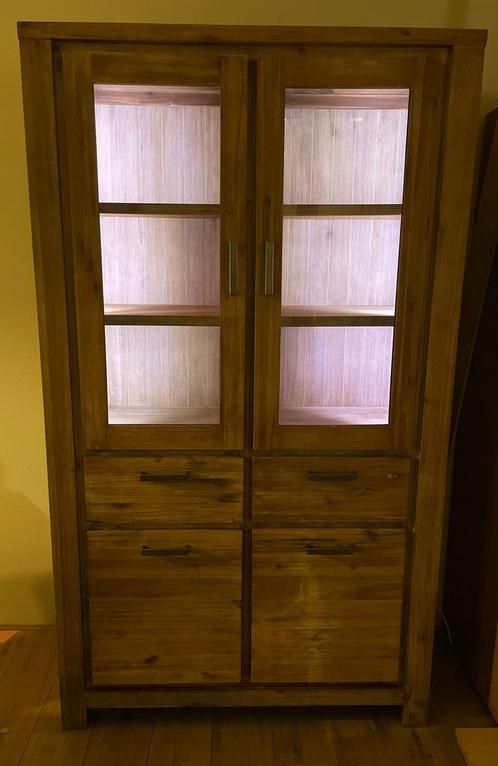 Meubel set van masief Acaciahout, Huis en Inrichting, Kasten | Vitrinekasten, Gebruikt, Minder dan 100 cm, 25 tot 50 cm, Ophalen