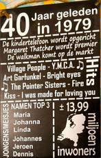 Tekstbord; 40 jaar geleden in 1979, Huis en Inrichting, Woonaccessoires | Tekstborden en Spreuken, Ophalen of Verzenden, Zo goed als nieuw