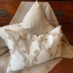 Engelse SET kussens linnen Trellis/Stripe Biscuit, Westdijk 41 3241 GT Middelharnis, Overige kleuren, Info@lijstjevanbrocante.nl