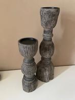 2 houten baluster kandelaars, Ophalen of Verzenden, Zo goed als nieuw, Hout, 25 tot 50 cm