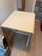 Uitschuifbare witte tafel met lade, Antiek en Kunst, Antiek | Meubels | Tafels, Ophalen of Verzenden