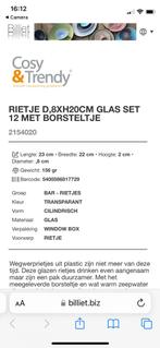 Glazen Rietjes Set - 12 stuks + Borsteltje, Huis en Inrichting, Keuken | Keukenbenodigdheden, Ophalen of Verzenden, Nieuw