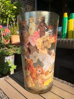 Handgemaakte Vaas met Teddyberen en Bloemen, Ophalen of Verzenden