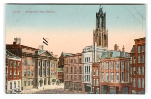 Utrecht, Oudegracht met Stadhuis, Verzamelen, Ansichtkaarten | Nederland, Gelopen, Utrecht, 1920 tot 1940, Verzenden