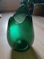Vintage glazen vaas, 30 cm hoog, mooi Vintage, smaragdgroen., Ophalen, Minder dan 50 cm, Groen, Glas