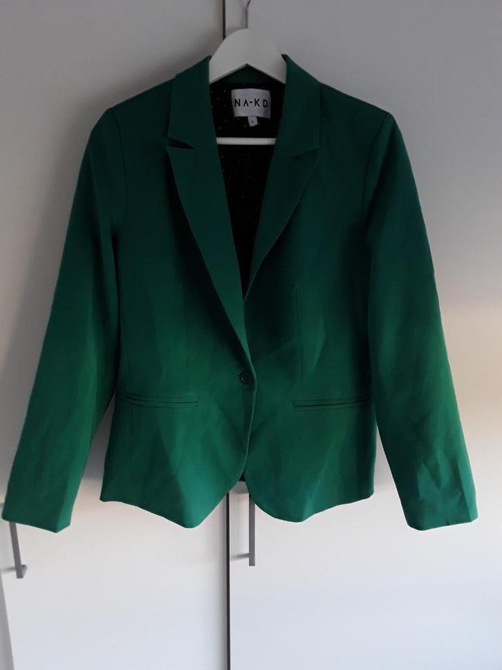 NA-KD Groen Blazer Colbert Jasje Met Knoop Maat L, Kleding | Dames, Jasjes, Kostuums en Pakken, Zo goed als nieuw, Jasje, Maat 38/40 (M)