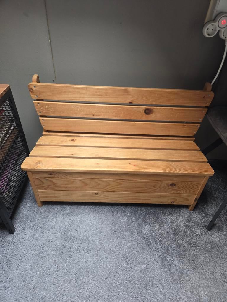 Houten bankje met opbergruimte, Ophalen, Gebruikt, Hout