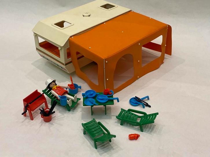 Playmobil Caravan 3450 (circa 1976) + extra tent, Kinderen en Baby's, Speelgoed | Playmobil, Gebruikt, Complete set, Ophalen of Verzenden