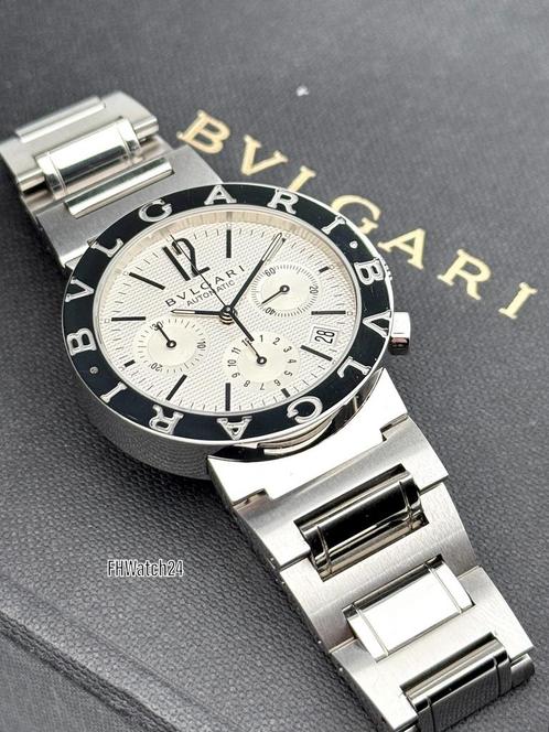 Bvlgari BB38SSCH Chronograph. Full set inc aankoopbon 2012 !, Sieraden, Tassen en Uiterlijk, Horloges | Heren, Gebruikt, Polshorloge